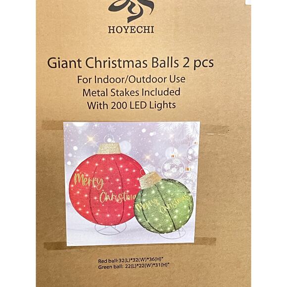 Large 2pc Lighted Pop-Up Christmas Ornaments Decoration w/ 200 LED Lights, - Picture 4 of 7